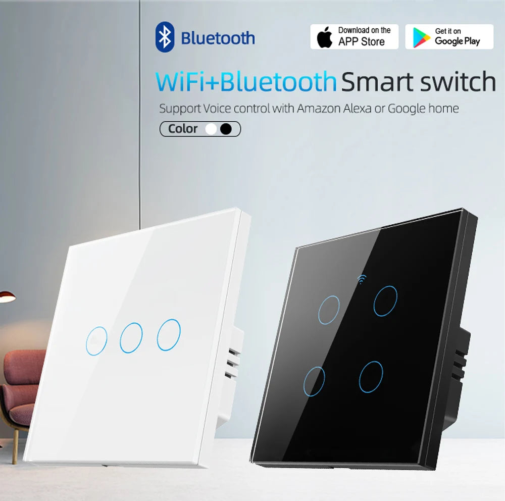WiFi Smart Touch Light Switch EU β 1/2/3/4 Gang | Tuya & Smart Life | Voice Control with Alexa & Google Home
