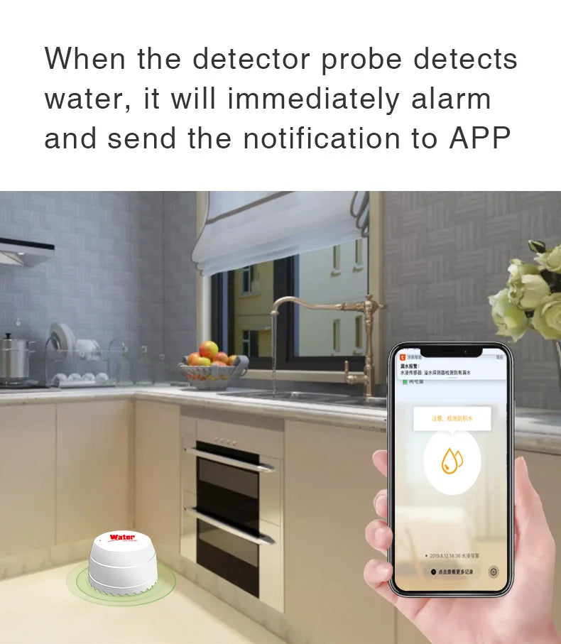 Tuya Smart WiFi Water Leak Detector – Flood Sensor with Alarm | Smart Life App | Alexa & Google Compatible