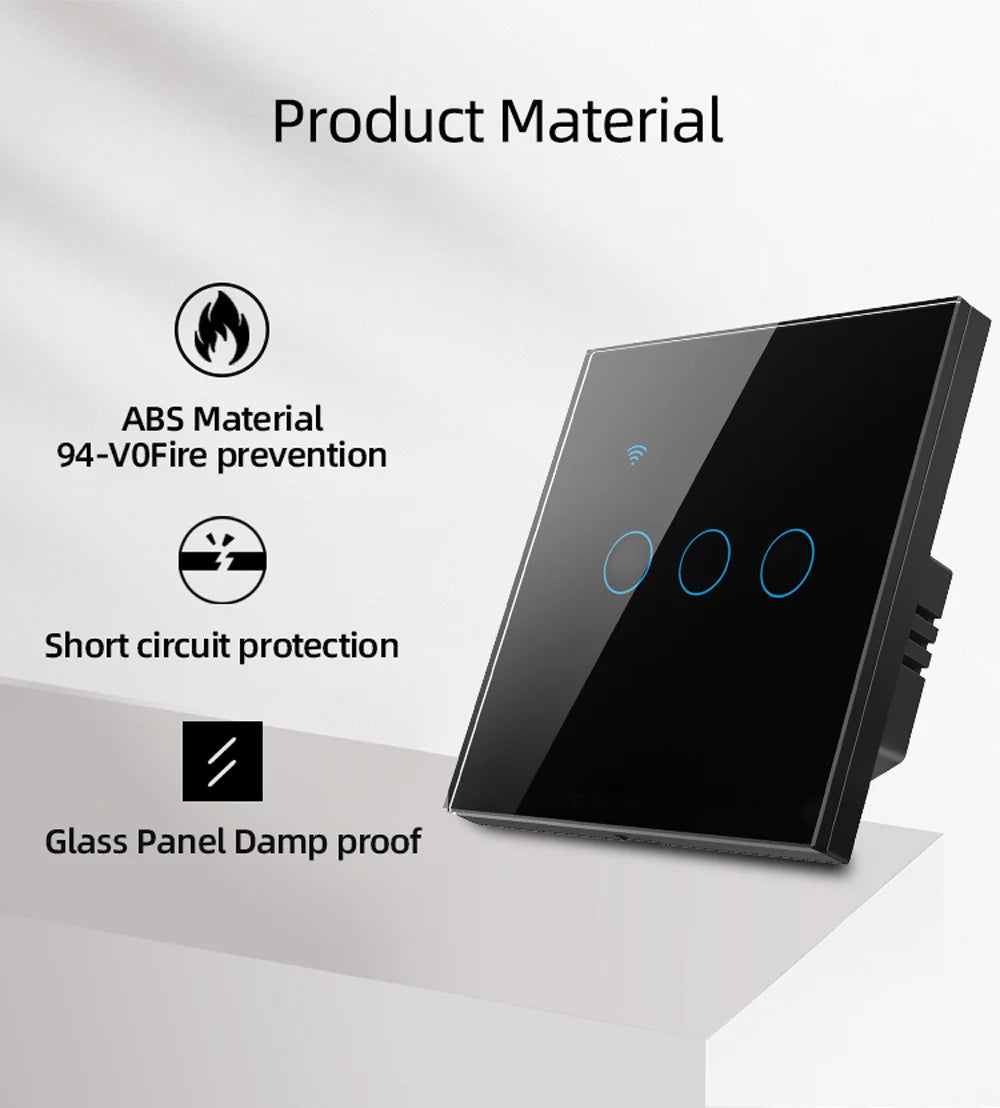WiFi Smart Touch Light Switch EU β 1/2/3/4 Gang | Tuya & Smart Life | Voice Control with Alexa & Google Home
