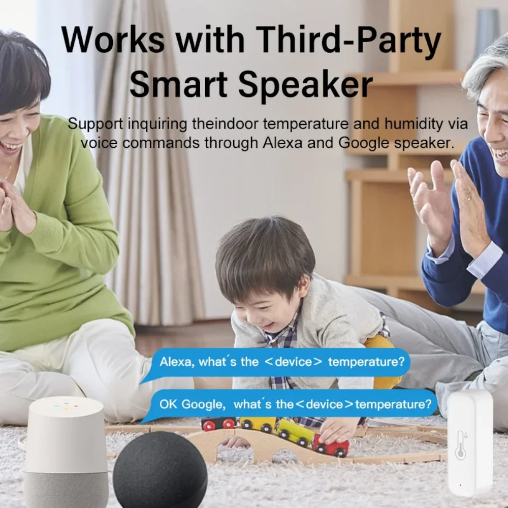 Tuya Smart WiFi Temperature & Humidity Sensor – Voice-Controlled Hygrometer for Alexa & Google Home