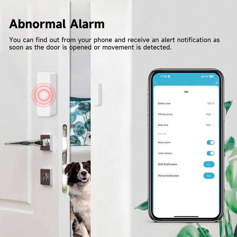 Tuya Smart WiFi/Zigbee Door & Window Sensor | Open/Close Alarm | Alexa & Google Compatible | No Hub Needed (WiFi)