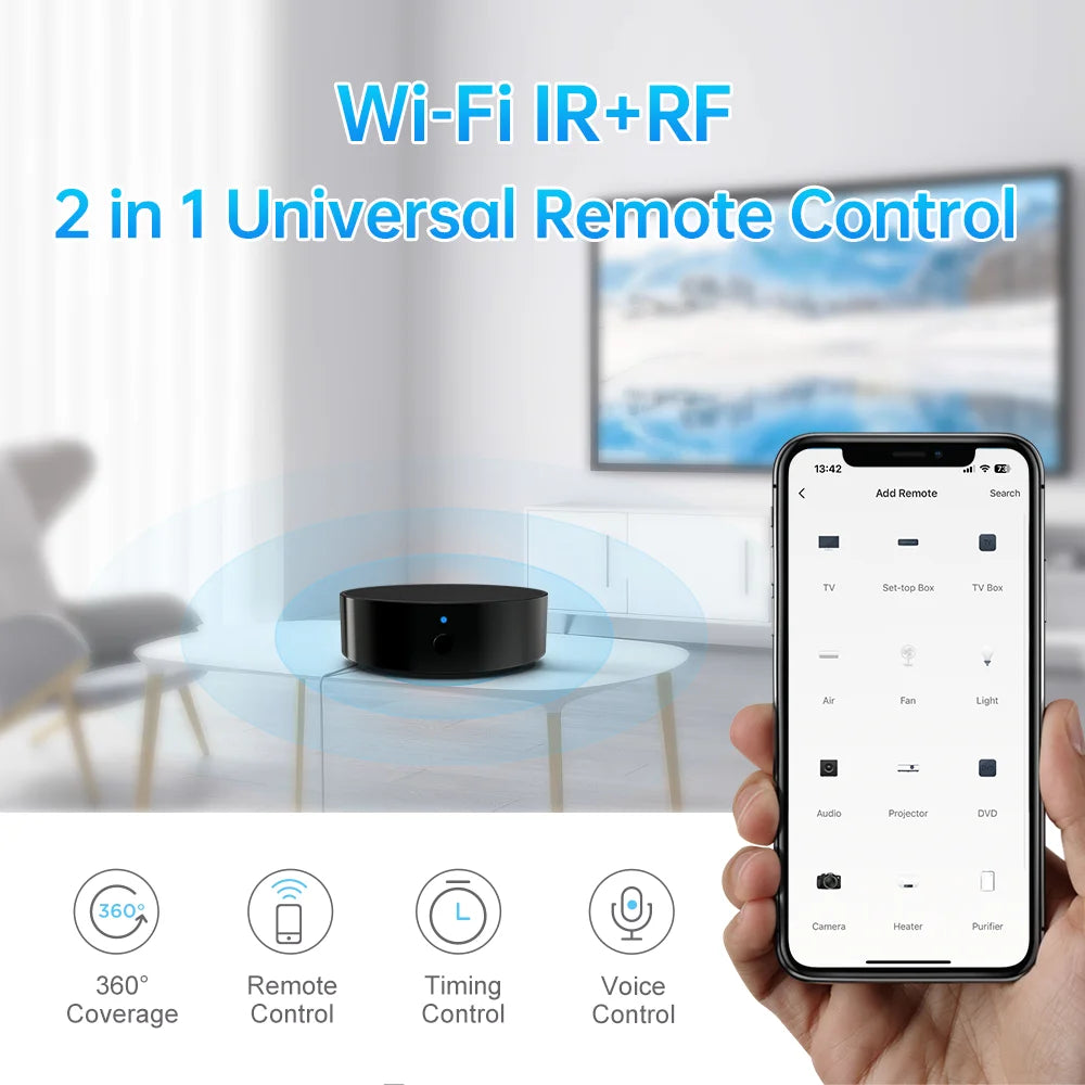 AVATTO Tuya Smart WiFi IR + RF Remote Controller (S16 Pro) | 433/315MHz | Universal Smart Home Hub for TV, AC, Alexa, Google
