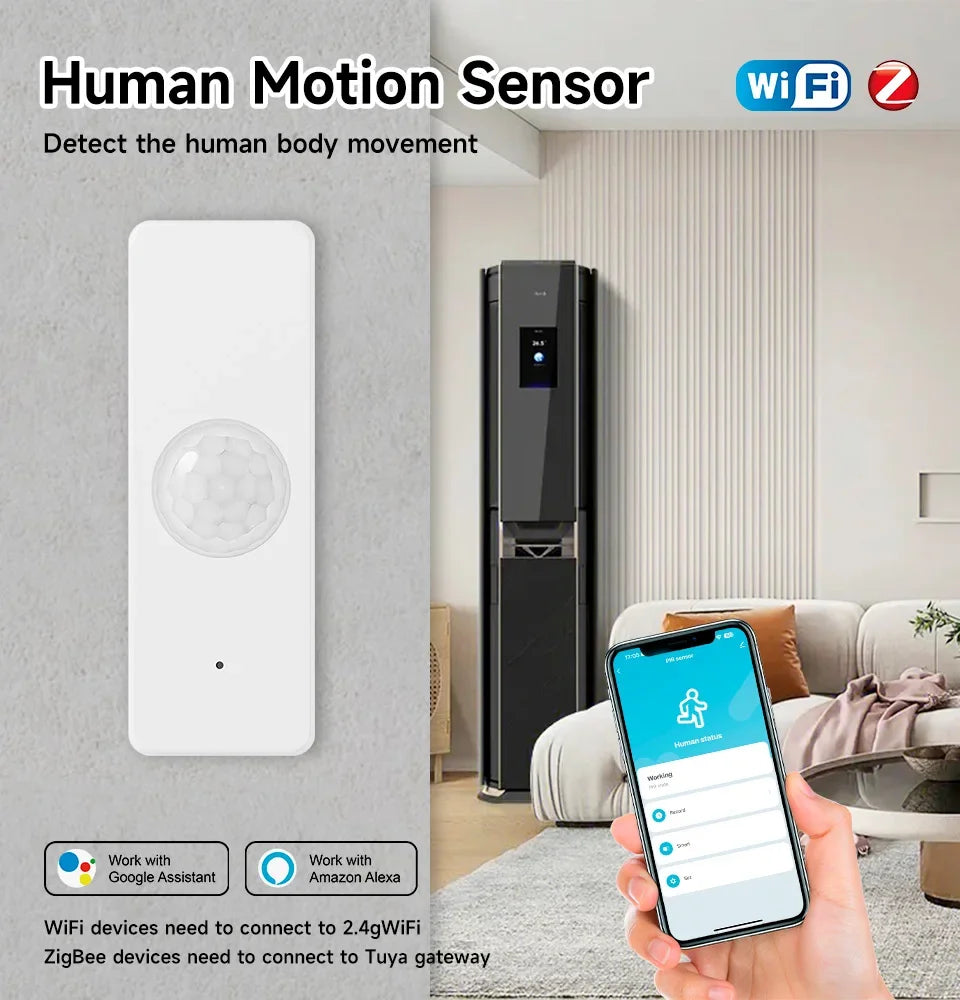 Tuya WiFi & Zigbee PIR Motion Sensor | Smart Infrared Detector for Security | Works with Alexa & Google Home