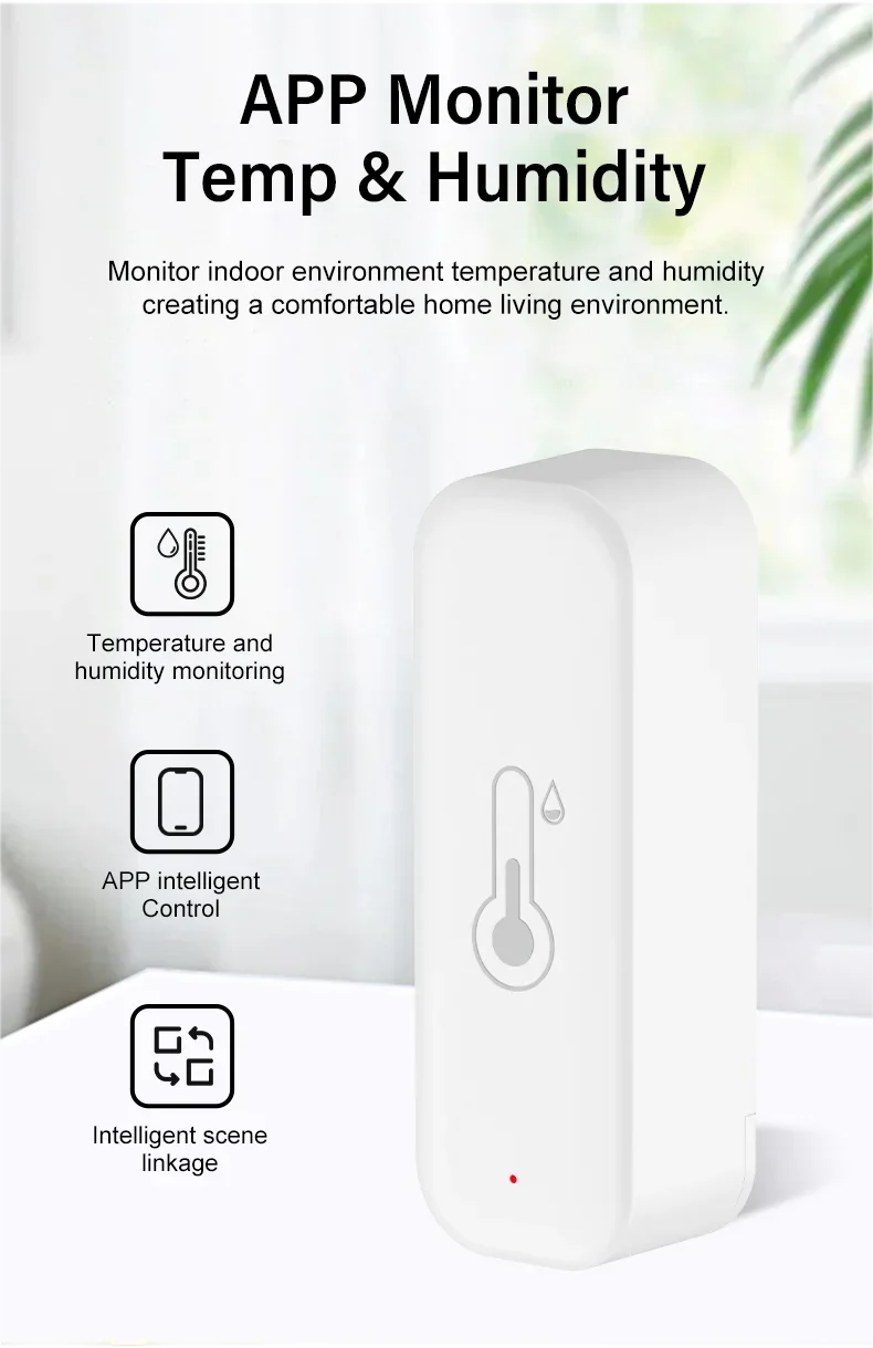 Tuya Smart WiFi Temperature & Humidity Sensor – Voice-Controlled Hygrometer for Alexa & Google Home