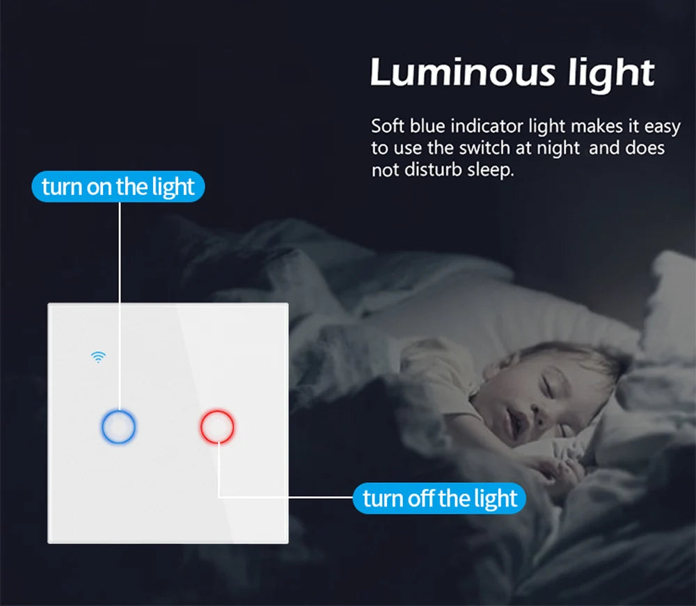 WiFi Smart Touch Light Switch EU β 1/2/3/4 Gang | Tuya & Smart Life | Voice Control with Alexa & Google Home