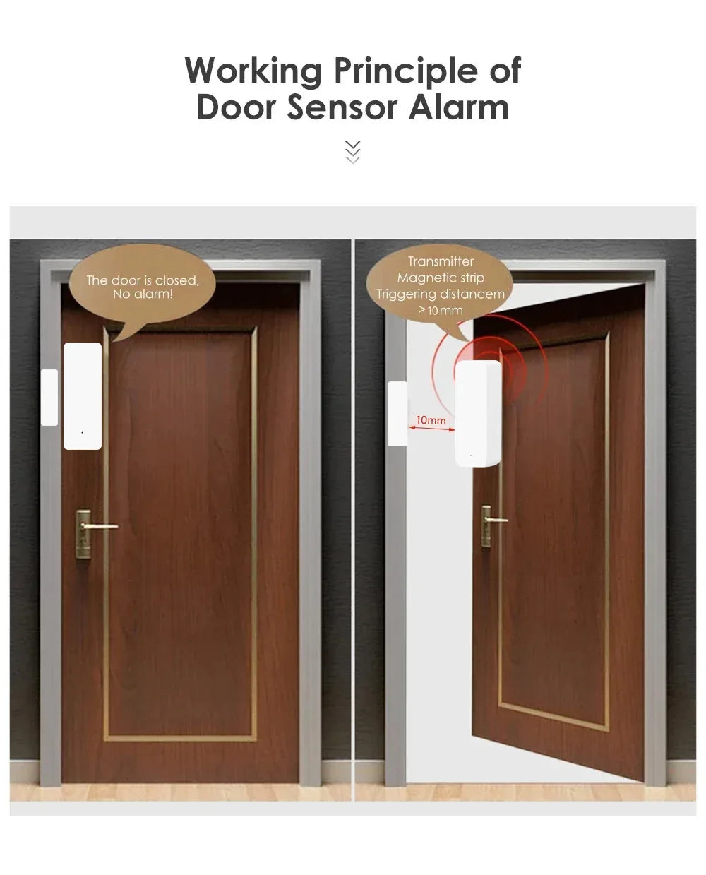 Tuya Smart WiFi/Zigbee Door & Window Sensor | Open/Close Alarm | Alexa & Google Compatible | No Hub Needed (WiFi)