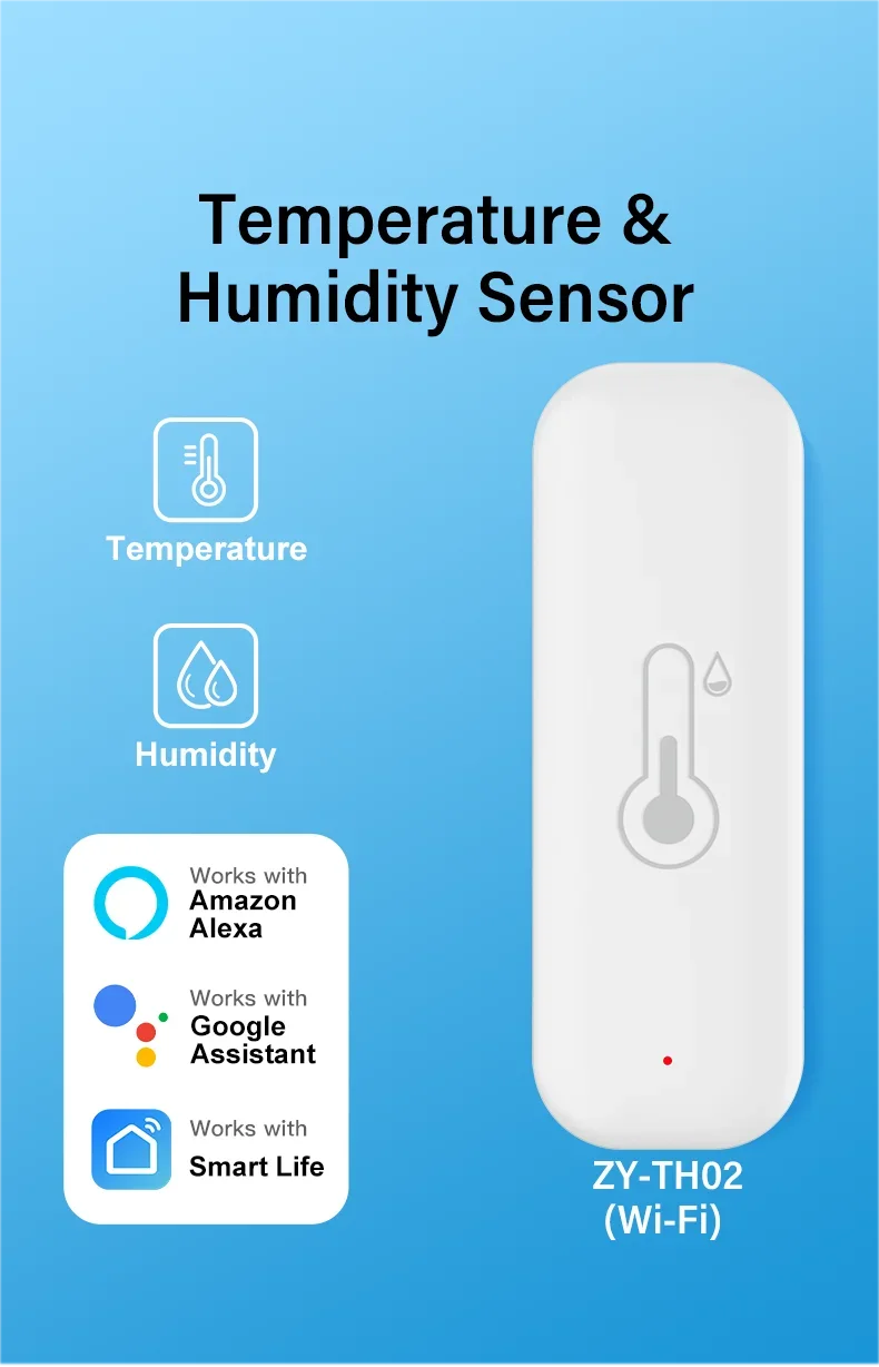 Tuya Smart WiFi Temperature & Humidity Sensor – Voice-Controlled Hygrometer for Alexa & Google Home