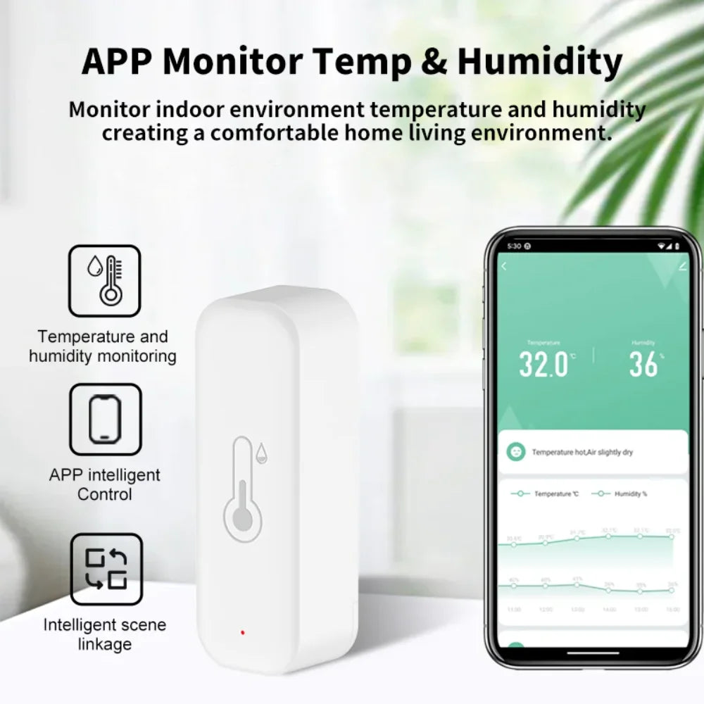 Tuya Smart WiFi Temperature & Humidity Sensor – Voice-Controlled Hygrometer for Alexa & Google Home