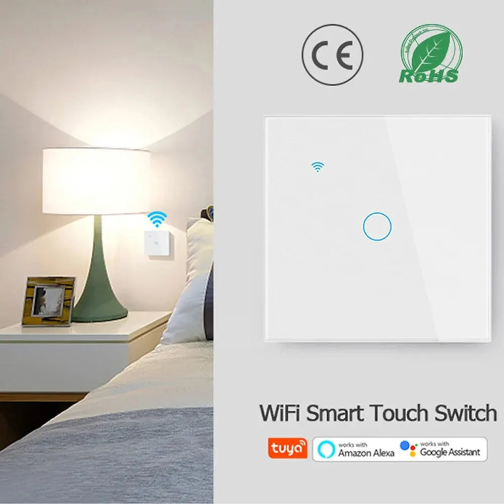 WiFi Smart Touch Light Switch EU β 1/2/3/4 Gang | Tuya & Smart Life | Voice Control with Alexa & Google Home