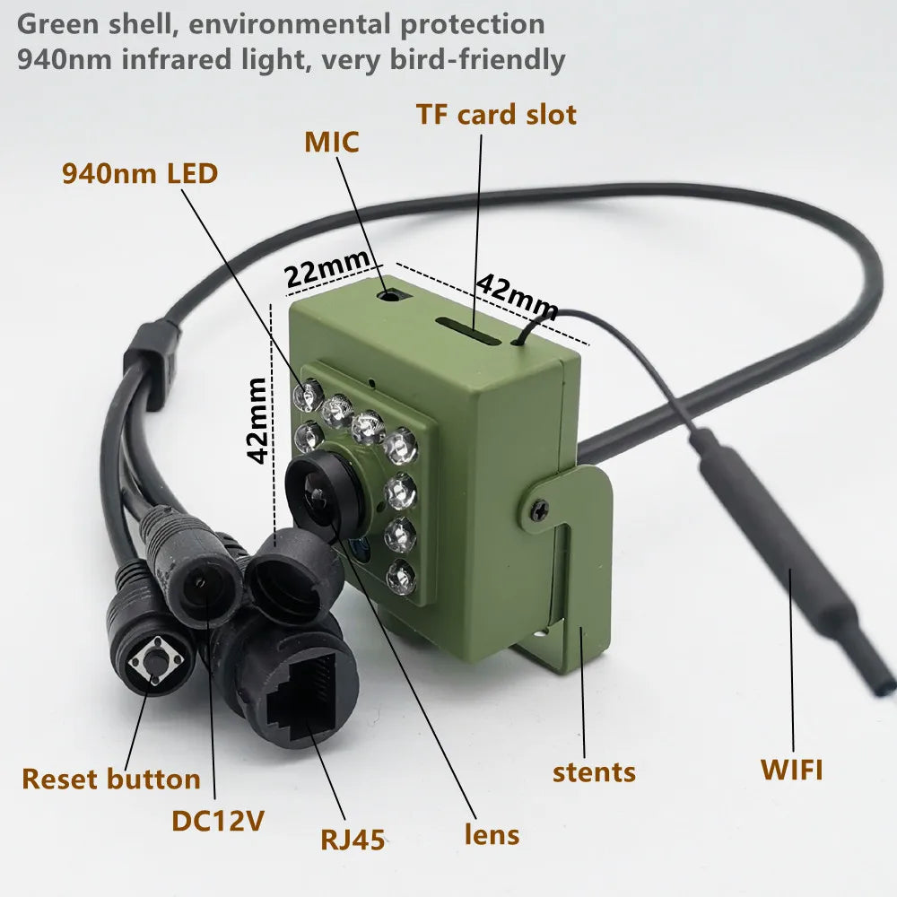 WiFi Bird Box Camera – 5MP HD | IR Night Vision | Motion Detection | 2.8mm/3.6mm Lens | RTSP & FTP