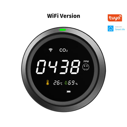GIRIER Smart WiFi CO₂ Detector | Indoor Carbon Dioxide, Temperature & Humidity Monitor – Tuya App Compatible