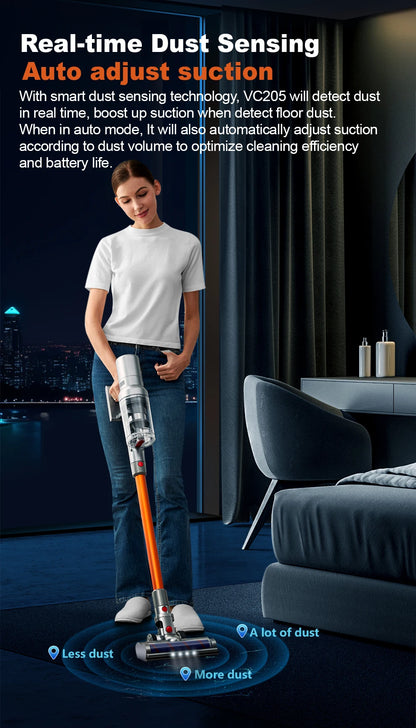 ABIR VC205 Smart Cordless Vacuum Cleaner | 27,000Pa | Auto Speed | Touchscreen | Dust Sensor | 4-in-1 Brushes | HEPA Filter