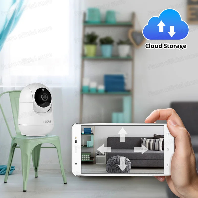 Fuers 5MP WiFi Indoor Security Camera | Tuya Smart PTZ IP Camera with Motion Tracking & Two-Way Audio