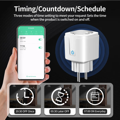 Smart WiFi/Zigbee Plug EU 16A/20A with Power Monitoring | Alexa & Google Home Compatible