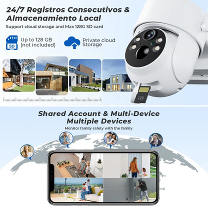 WiFi PTZ Outdoor Solar Camera 4MP – Long Standby | Night Vision | PIR Motion | iCsee App | Alexa Compatible