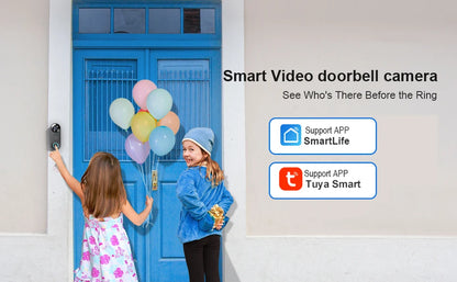 1080P WiFi Video Doorbell | PIR Motion Detection | Tuya Smart App | 2-Way Audio | Night Vision | Wireless Security