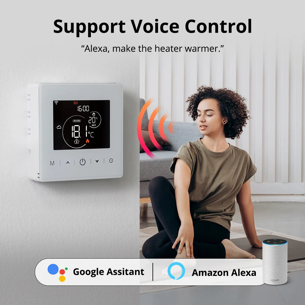 Beok Smart WiFi Thermostat | Battery-Powered for Gas Boiler | Tuya/Smart Life App | Alexa & Google Compatible