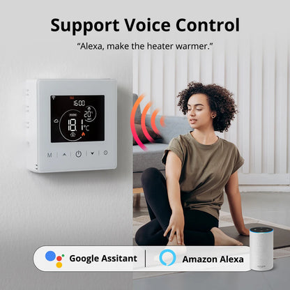Beok Smart WiFi Thermostat | Battery-Powered for Gas Boiler | Tuya/Smart Life App | Alexa & Google Compatible