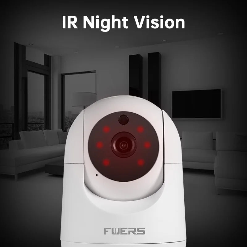 Fuers 5MP WiFi Indoor Security Camera | Tuya Smart PTZ IP Camera with Motion Tracking & Two-Way Audio