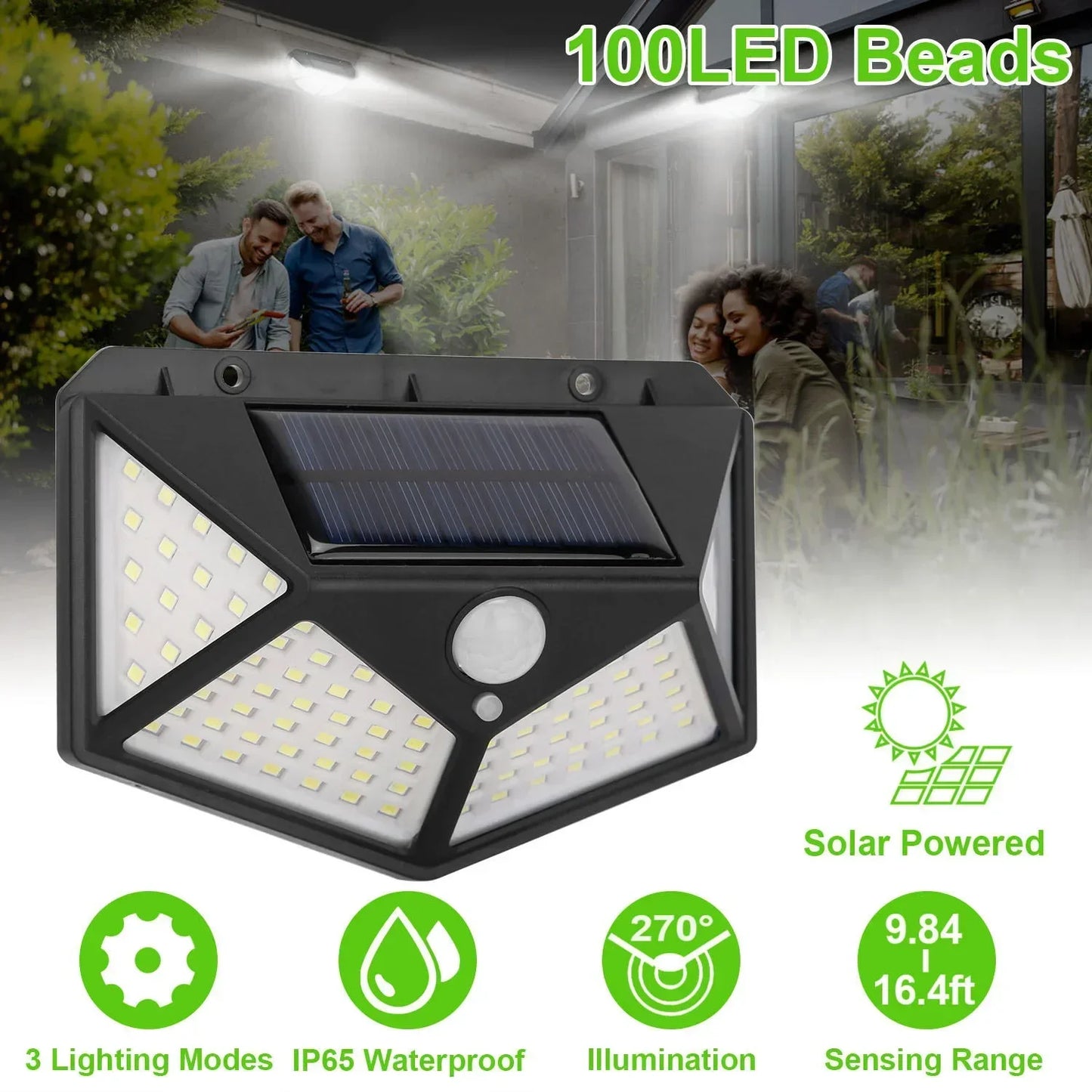 100 LED Solar Garden Light – Motion Sensor | 270° Wide Angle | Waterproof Outdoor Lamp | 3 Modes