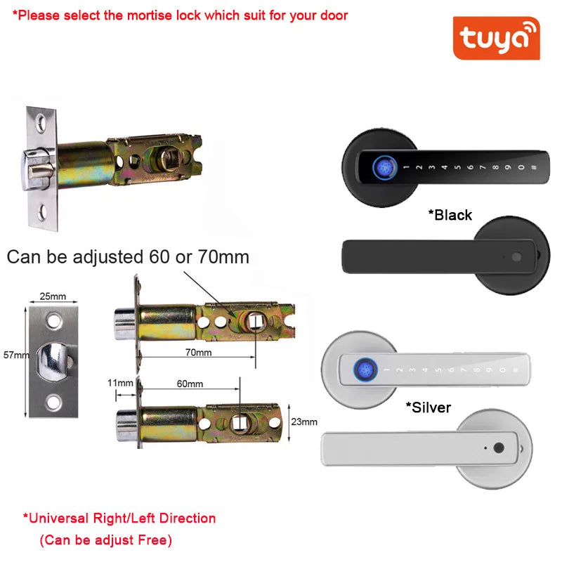 XSDTS Smart Door Lock | Fingerprint, Keypad, Card & App | Bluetooth | Tuya Compatible | Easy Install