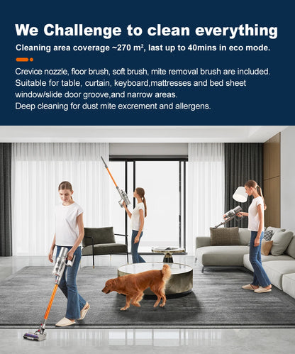 ABIR VC205 Smart Cordless Vacuum Cleaner | 27,000Pa | Auto Speed | Touchscreen | Dust Sensor | 4-in-1 Brushes | HEPA Filter