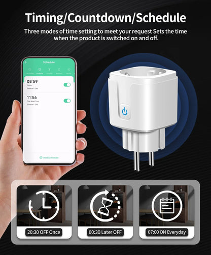 Smart WiFi/Zigbee Plug EU 16A/20A with Power Monitoring | Alexa & Google Home Compatible