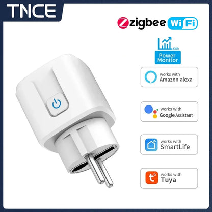 Smart WiFi/Zigbee Plug EU 16A/20A with Power Monitoring | Alexa & Google Home Compatible