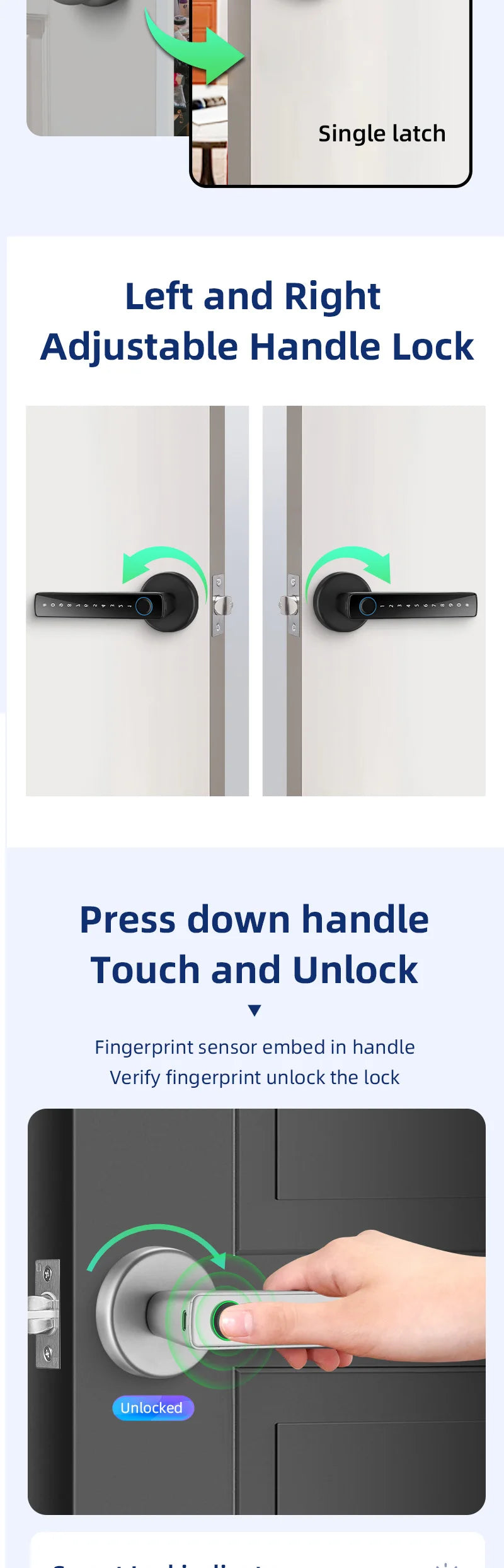 XSDTS Smart Door Lock | Fingerprint, Keypad, Card & App | Bluetooth | Tuya Compatible | Easy Install