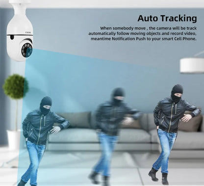 E27 Light Bulb Security Camera – Full Color Night Vision | Human Tracking | 2MP | Indoor WiFi Surveillance