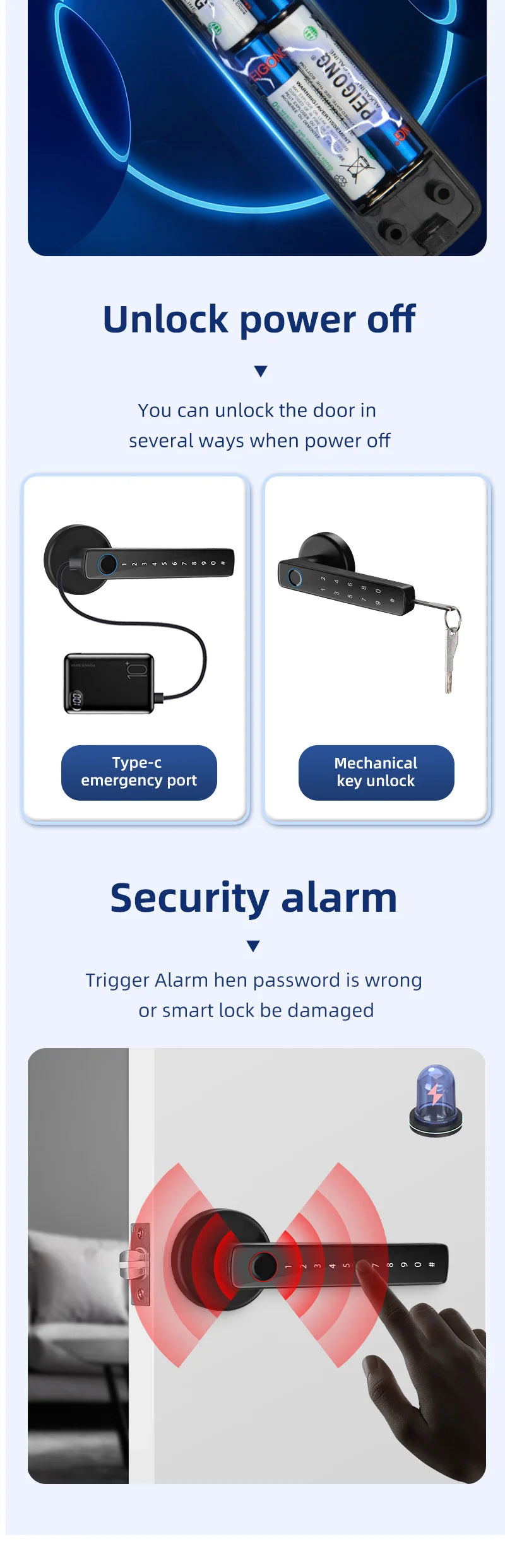 XSDTS Smart Door Lock | Fingerprint, Keypad, Card & App | Bluetooth | Tuya Compatible | Easy Install