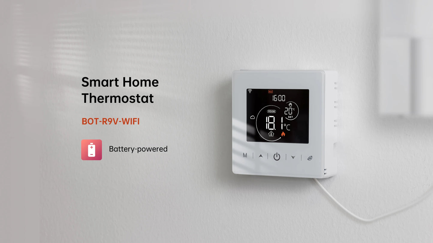Beok Smart WiFi Thermostat | Battery-Powered for Gas Boiler | Tuya/Smart Life App | Alexa & Google Compatible