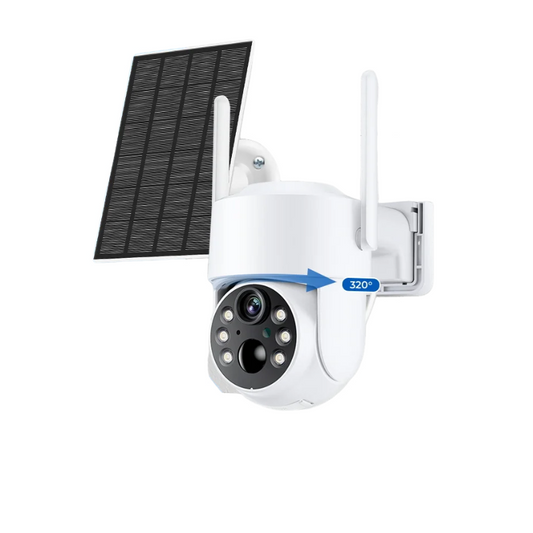 WiFi PTZ Outdoor Solar Camera 4MP – Long Standby | Night Vision | PIR Motion | iCsee App | Alexa Compatible