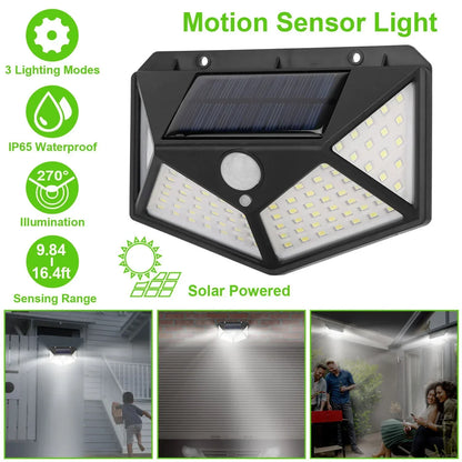 100 LED Solar Garden Light – Motion Sensor | 270° Wide Angle | Waterproof Outdoor Lamp | 3 Modes