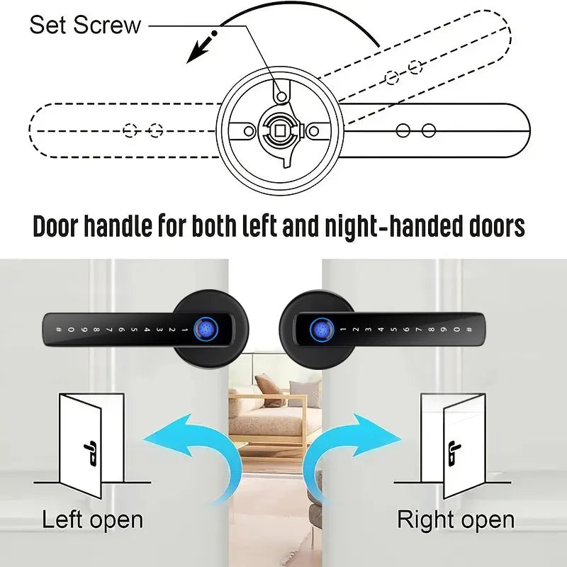 XSDTS Smart Door Lock | Fingerprint, Keypad, Card & App | Bluetooth | Tuya Compatible | Easy Install