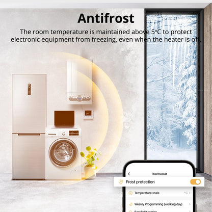 Beok Smart WiFi Thermostat | Battery-Powered for Gas Boiler | Tuya/Smart Life App | Alexa & Google Compatible