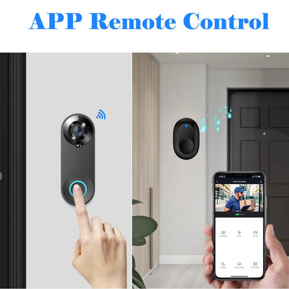 1080P WiFi Video Doorbell | PIR Motion Detection | Tuya Smart App | 2-Way Audio | Night Vision | Wireless Security
