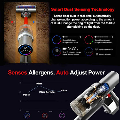 ABIR VC205 Smart Cordless Vacuum Cleaner | 27,000Pa | Auto Speed | Touchscreen | Dust Sensor | 4-in-1 Brushes | HEPA Filter