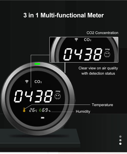 GIRIER Smart WiFi CO₂ Detector | Indoor Carbon Dioxide, Temperature & Humidity Monitor – Tuya App Compatible