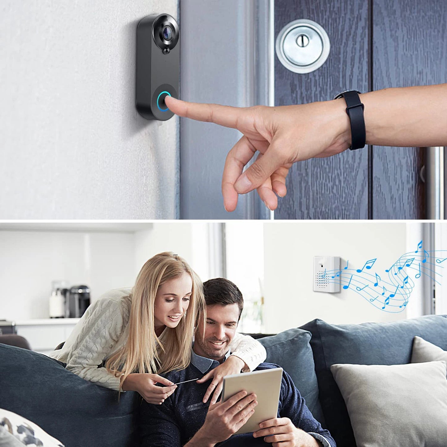 1080P WiFi Video Doorbell | PIR Motion Detection | Tuya Smart App | 2-Way Audio | Night Vision | Wireless Security