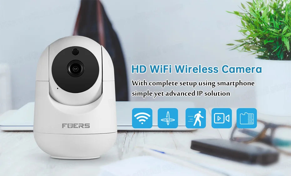 Fuers 5MP WiFi Indoor Security Camera | Tuya Smart PTZ IP Camera with Motion Tracking & Two-Way Audio