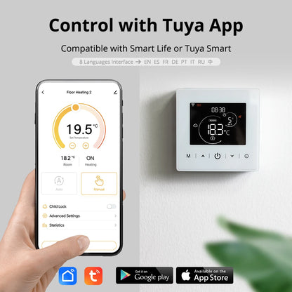 Beok Smart WiFi Thermostat | Battery-Powered for Gas Boiler | Tuya/Smart Life App | Alexa & Google Compatible