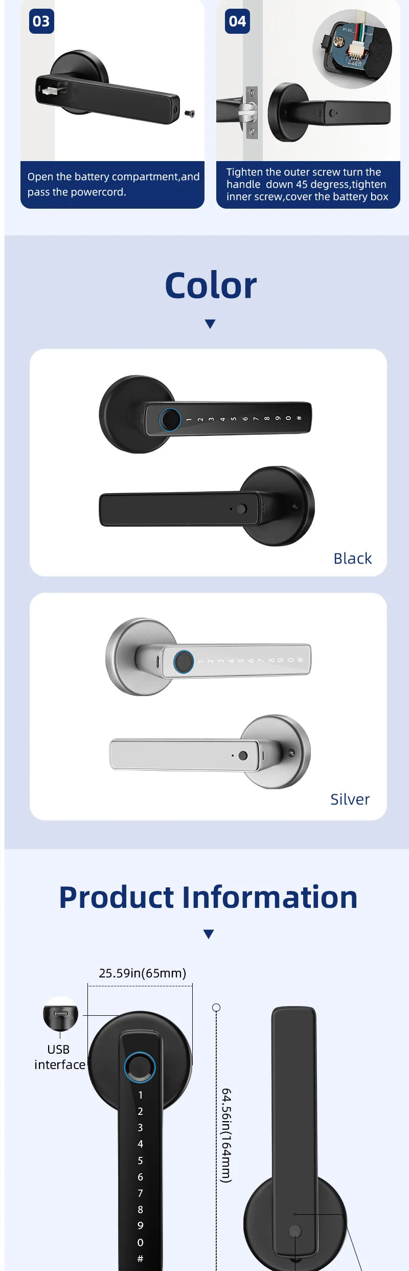 XSDTS Smart Door Lock | Fingerprint, Keypad, Card & App | Bluetooth | Tuya Compatible | Easy Install