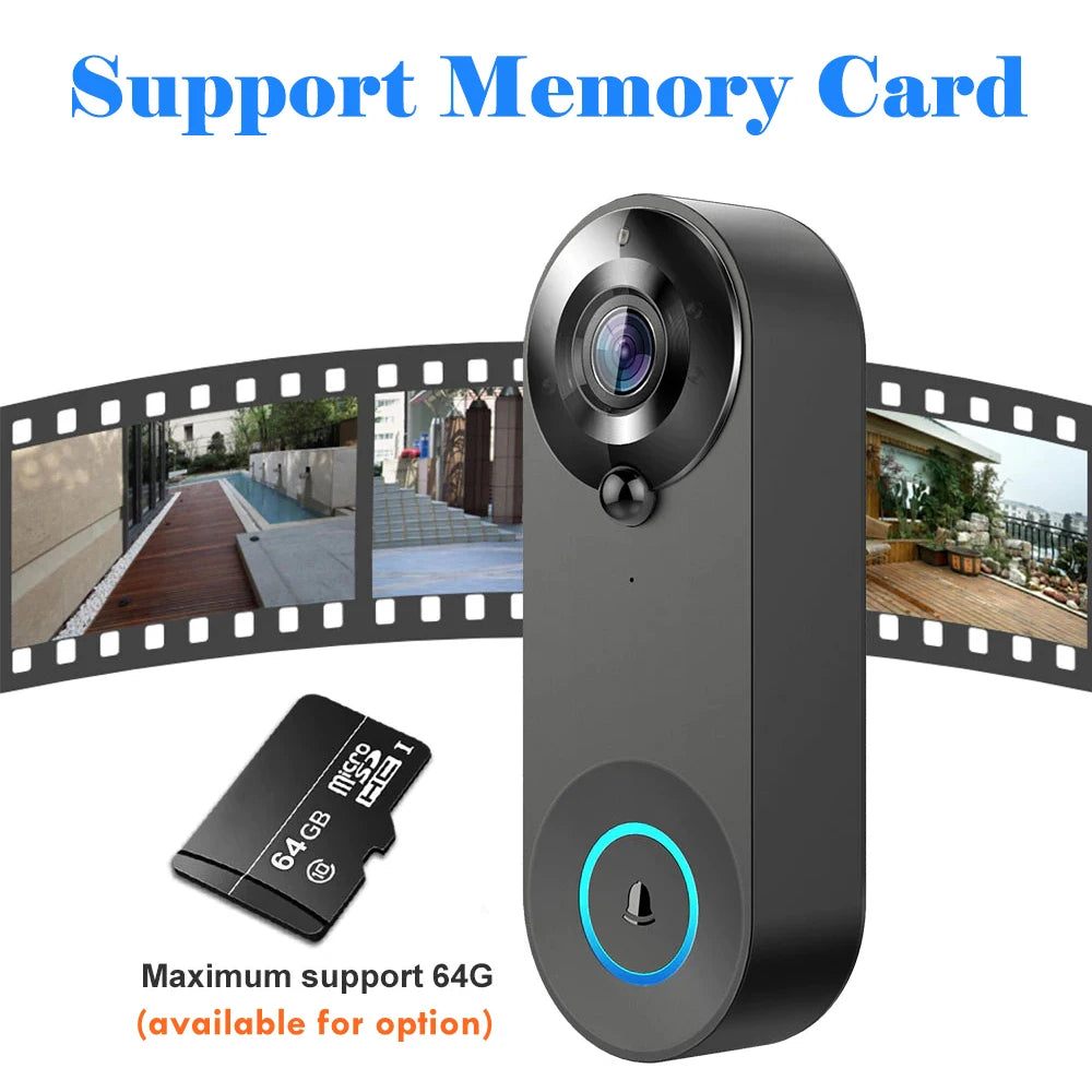 1080P WiFi Video Doorbell | PIR Motion Detection | Tuya Smart App | 2-Way Audio | Night Vision | Wireless Security